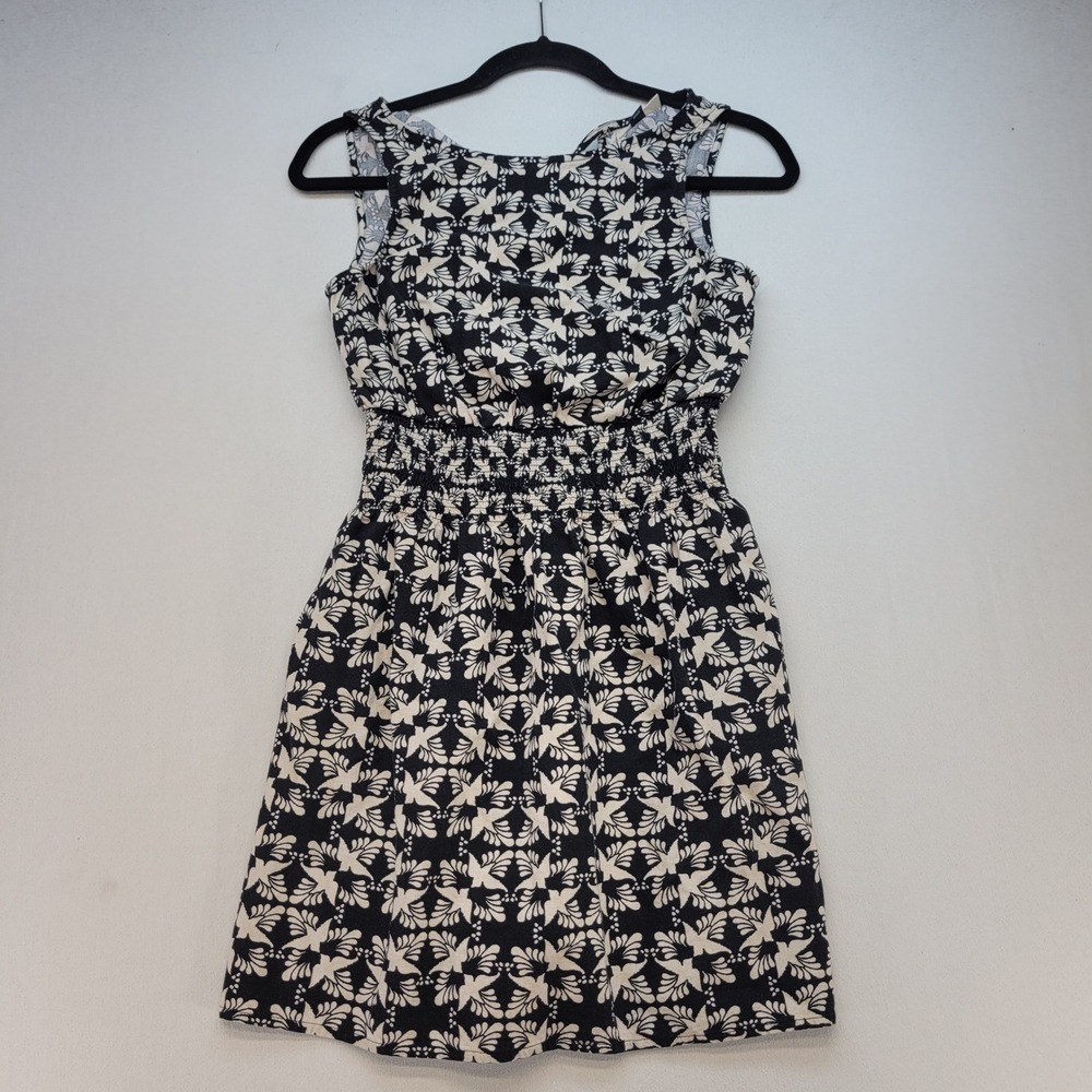 Universal Thread Mini Dress Womens XS Black Floral Smocked Waist Sleeveless
